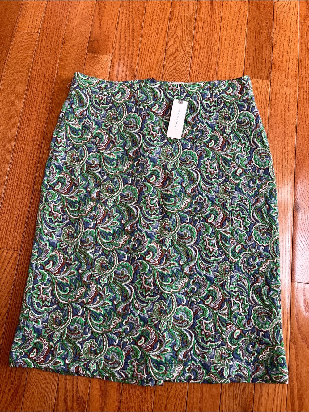 Maeve Green Paisley-Print Pencil Skirt NWT